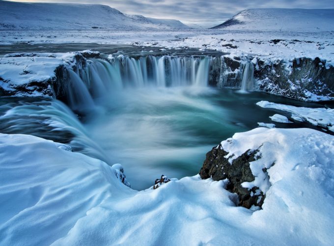 Wallpaper Godafoss, waterfall, winter, Iceland, 5k, Nature 548427981